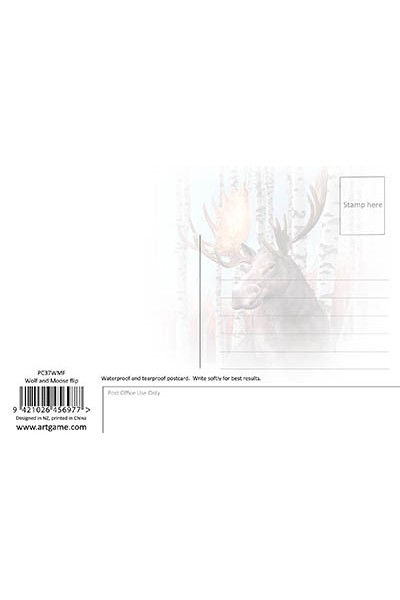 Wolf and Moose Flip Postcard