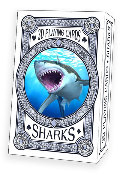 3D Sharks Playing cards - BLUE
